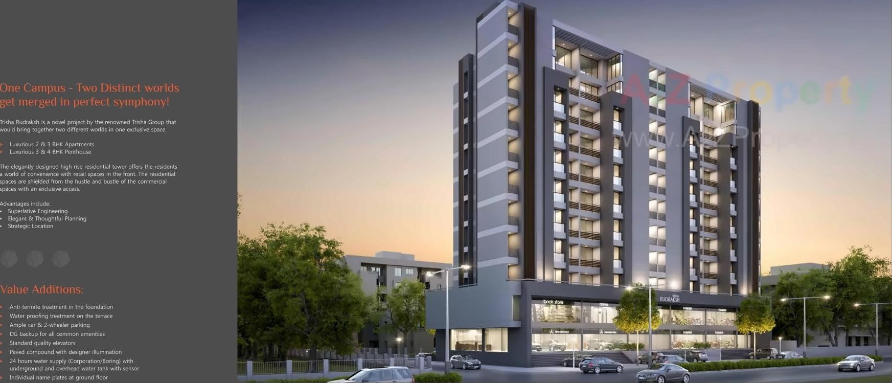 3D Elevation of real estate project Trisha Rudraksh located at Kasba, Vadodara, Gujarat