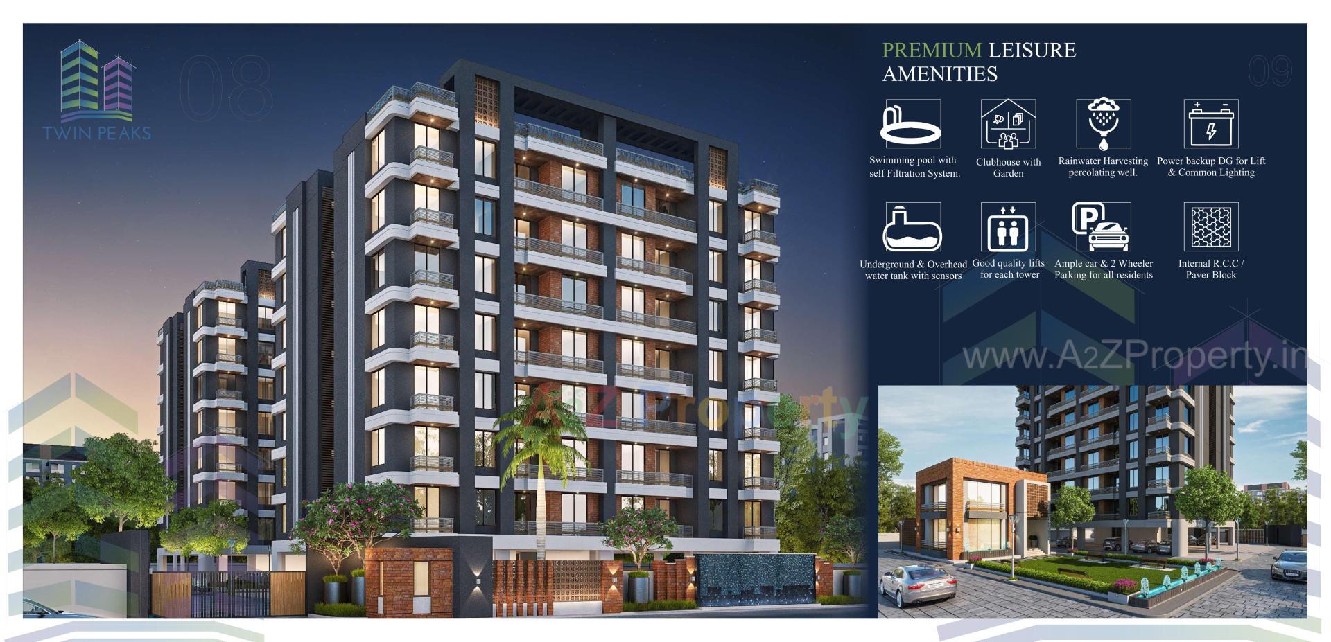 3D Elevation of real estate project Twin Peaks located at Sama, Vadodara, Gujarat