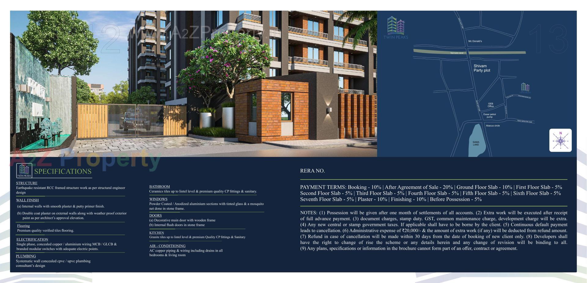 3D Elevation of real estate project Twin Peaks located at Sama, Vadodara, Gujarat