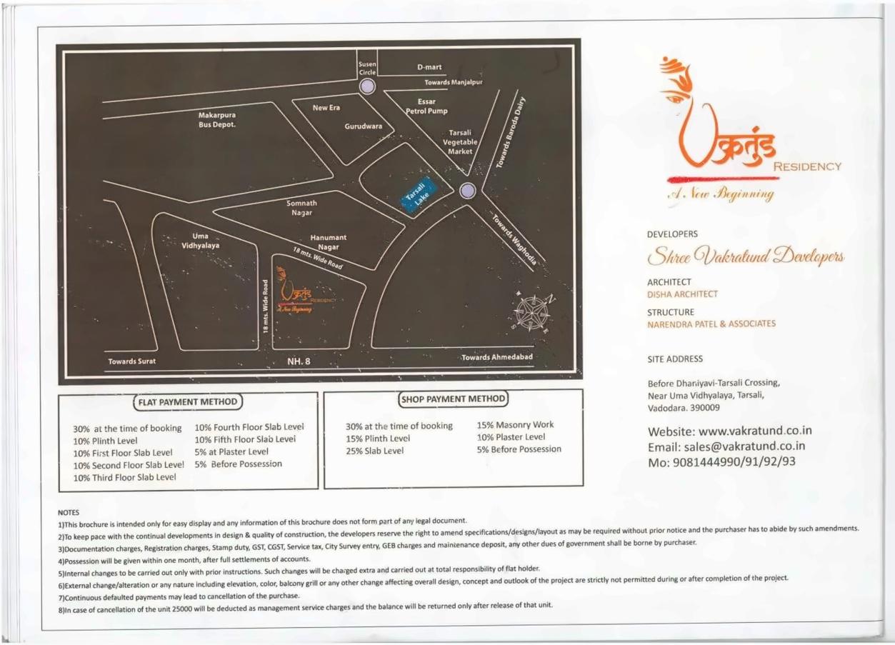 of real estate project Vakratund Residency located at Tarsali, Vadodara, Gujarat