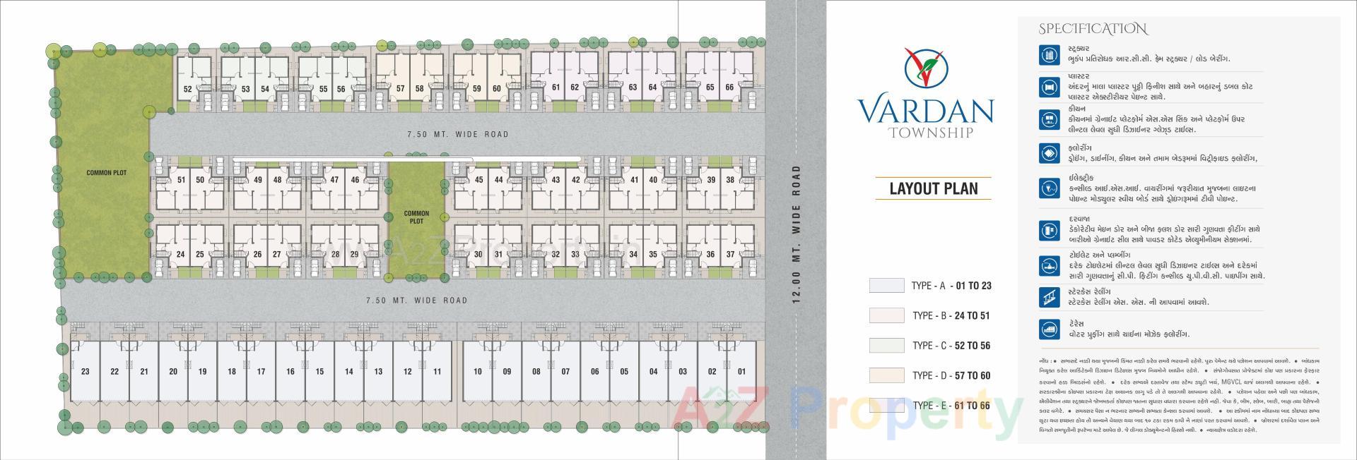 Layout of real estate project Vardan Township located at Karjan, Vadodara, Gujarat