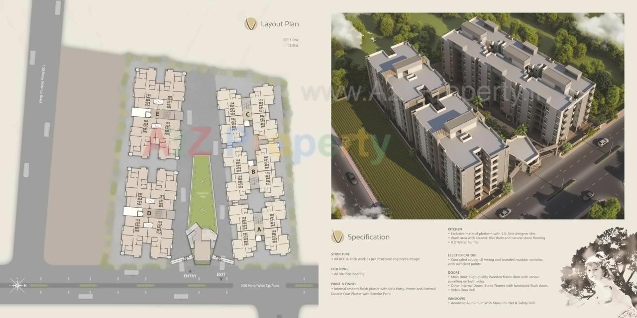 Layout of real estate project Vinayak Paradise located at Sama, Vadodara, Gujarat