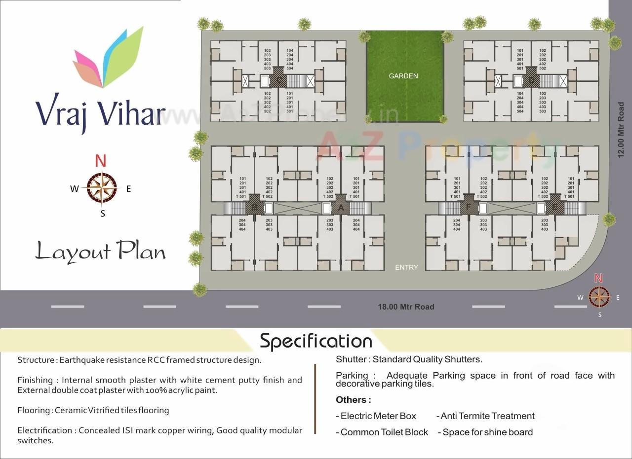 Layout of real estate project Vraj Vihar located at Bill, Vadodara, Gujarat