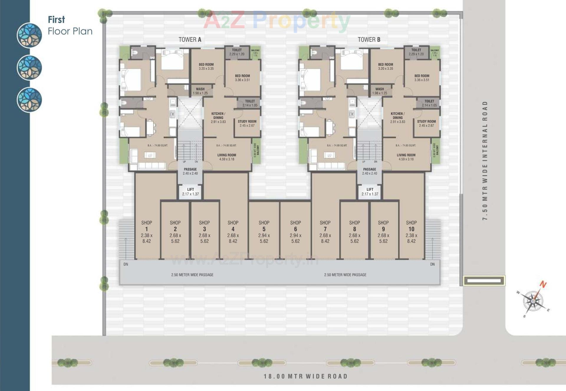 Layout of real estate project Vraj Villa Tower located at Sayajipura, Vadodara, Gujarat