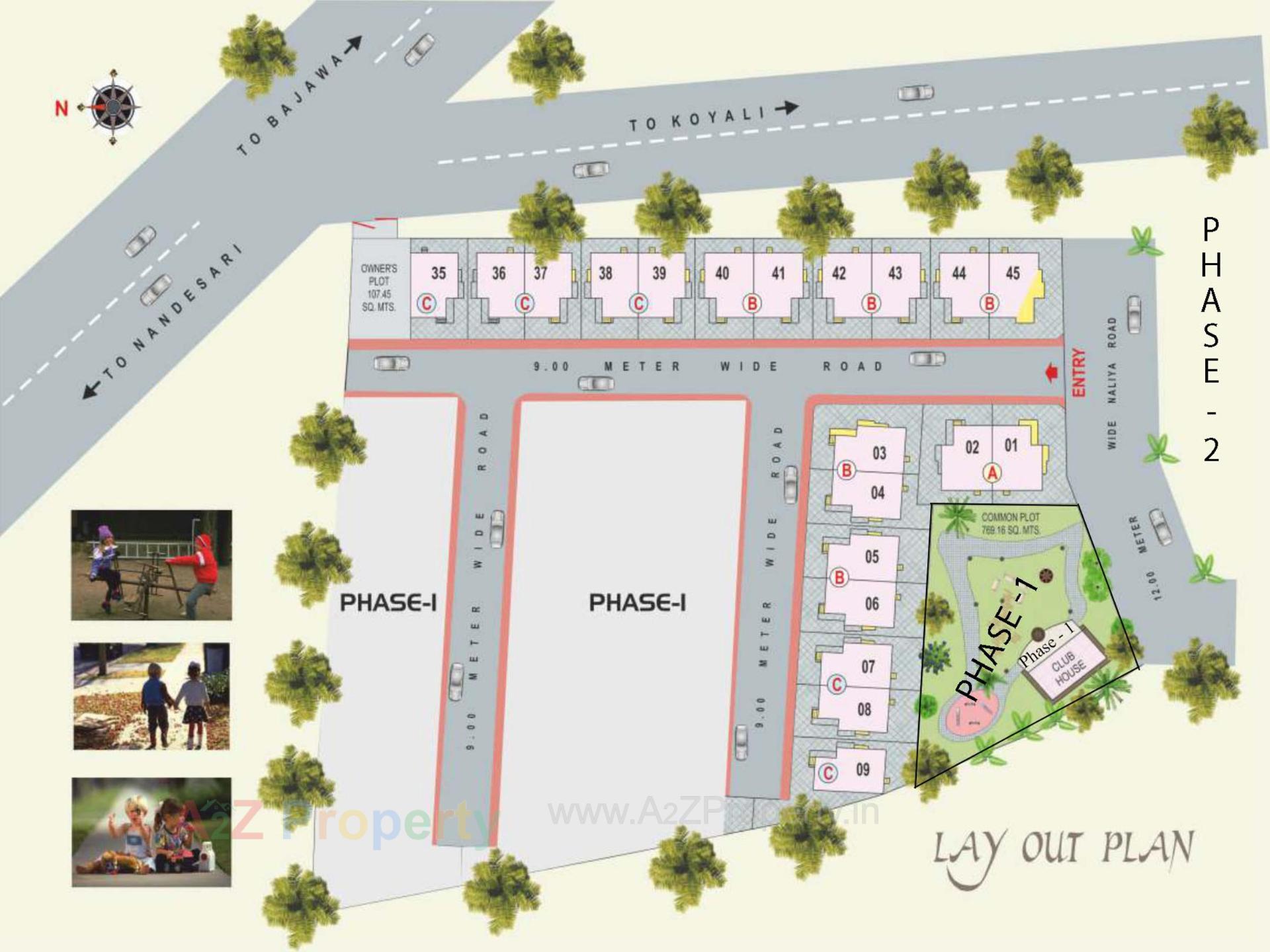 Layout of real estate project Vrajbhumi Bunglows located at Koyali, Vadodara, Gujarat