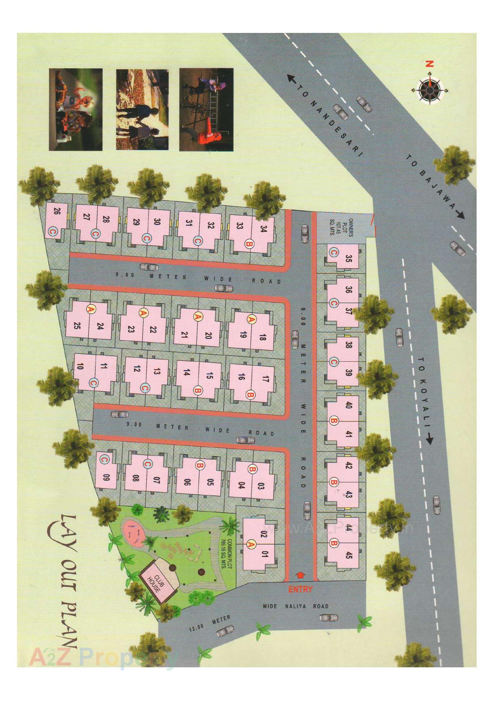 Layout of real estate project Vrajbhumi Bunglows located at Koyali, Vadodara, Gujarat