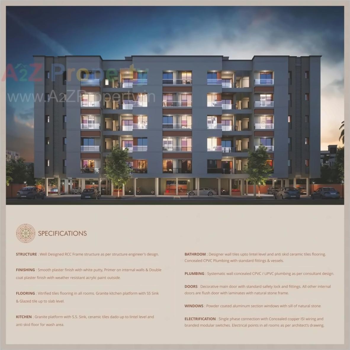3D Elevation of real estate project Vrajraj Flats located at Manjalpur, Vadodara, Gujarat