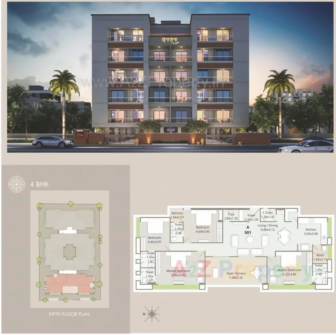 Layout of real estate project Vrajraj Flats located at Manjalpur, Vadodara, Gujarat