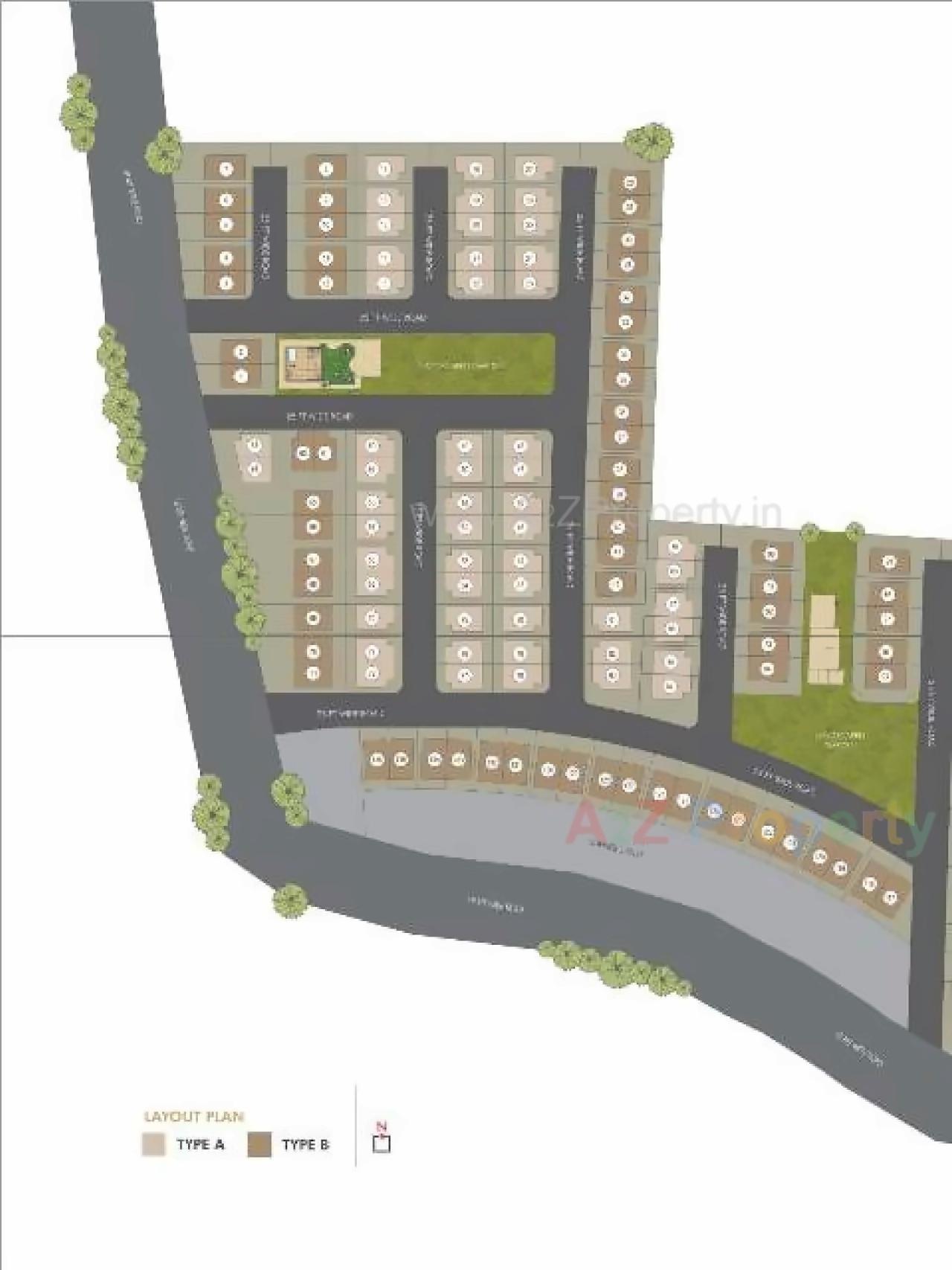Layout of real estate project Woodscape located at Bill, Vadodara, Gujarat