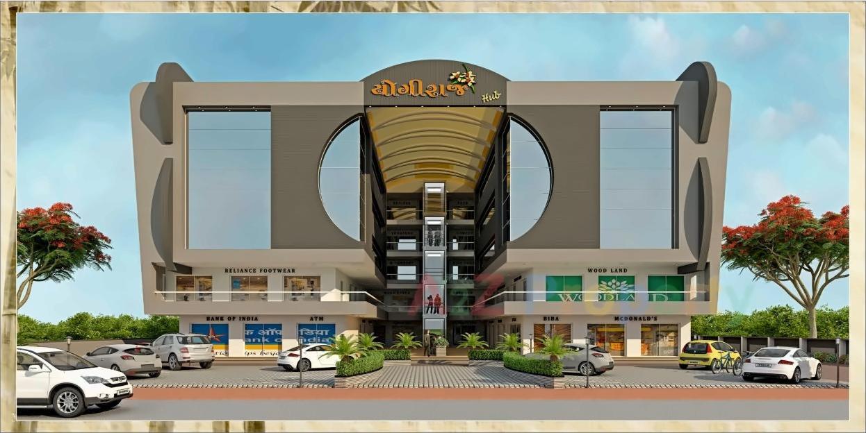 3D Elevation of real estate project Yogiraj Hub   Heights located at Sayajipura, Vadodara, Gujarat