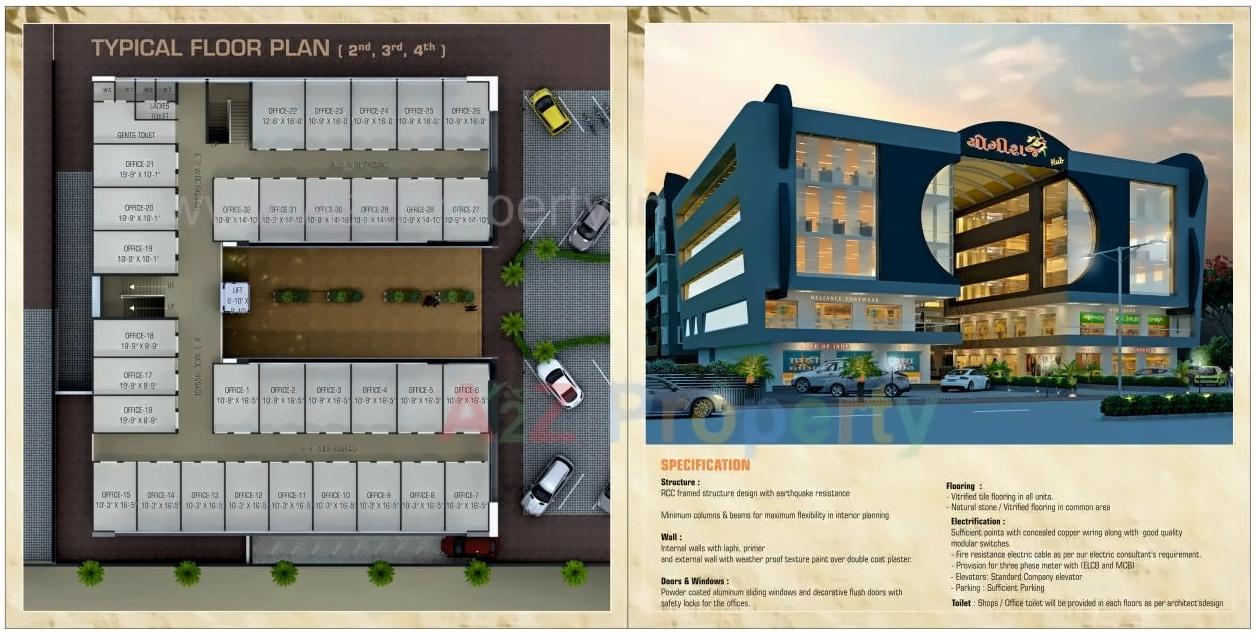 Layout of real estate project Yogiraj Hub   Heights located at Sayajipura, Vadodara, Gujarat