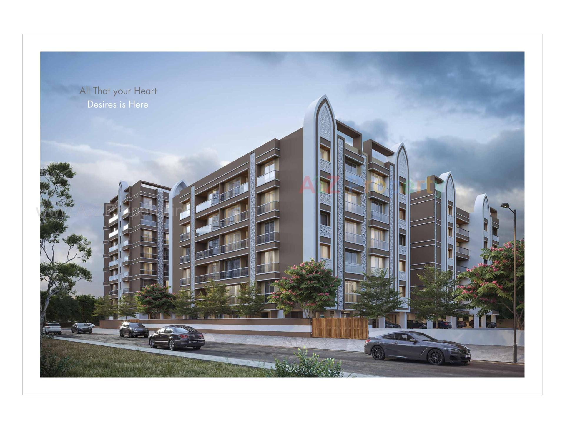 3D Elevation of real estate project Green Leaves located at Chala, Valsad, Gujarat