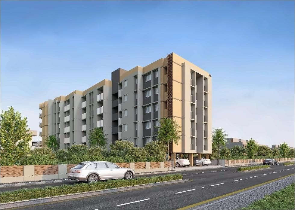 3D Elevation of real estate project Odhavangan Co Op Hsg Soc located at Dungra, Valsad, Gujarat