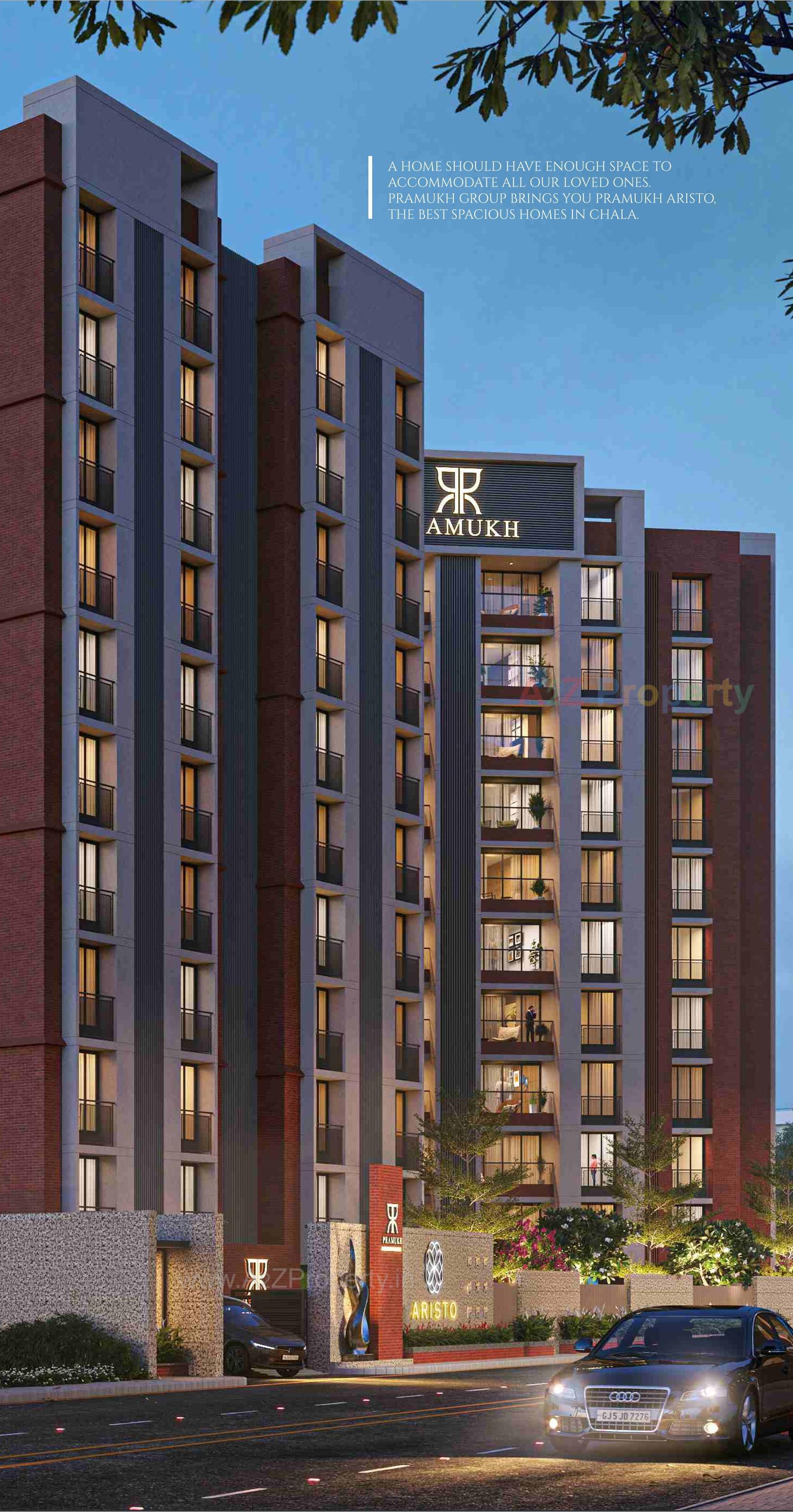 3D Elevation of real estate project Pramukh Aristo located at Chala, Valsad, Gujarat