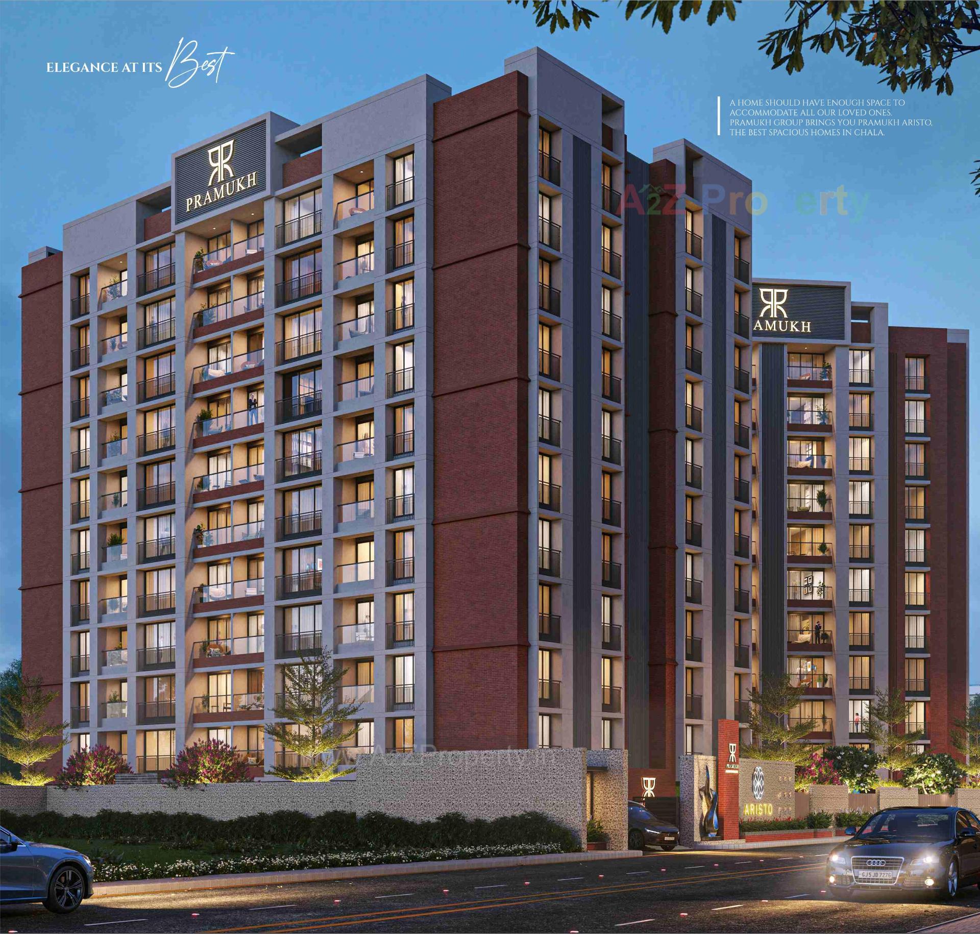 3D Elevation of real estate project Pramukh Aristo located at Chala, Valsad, Gujarat