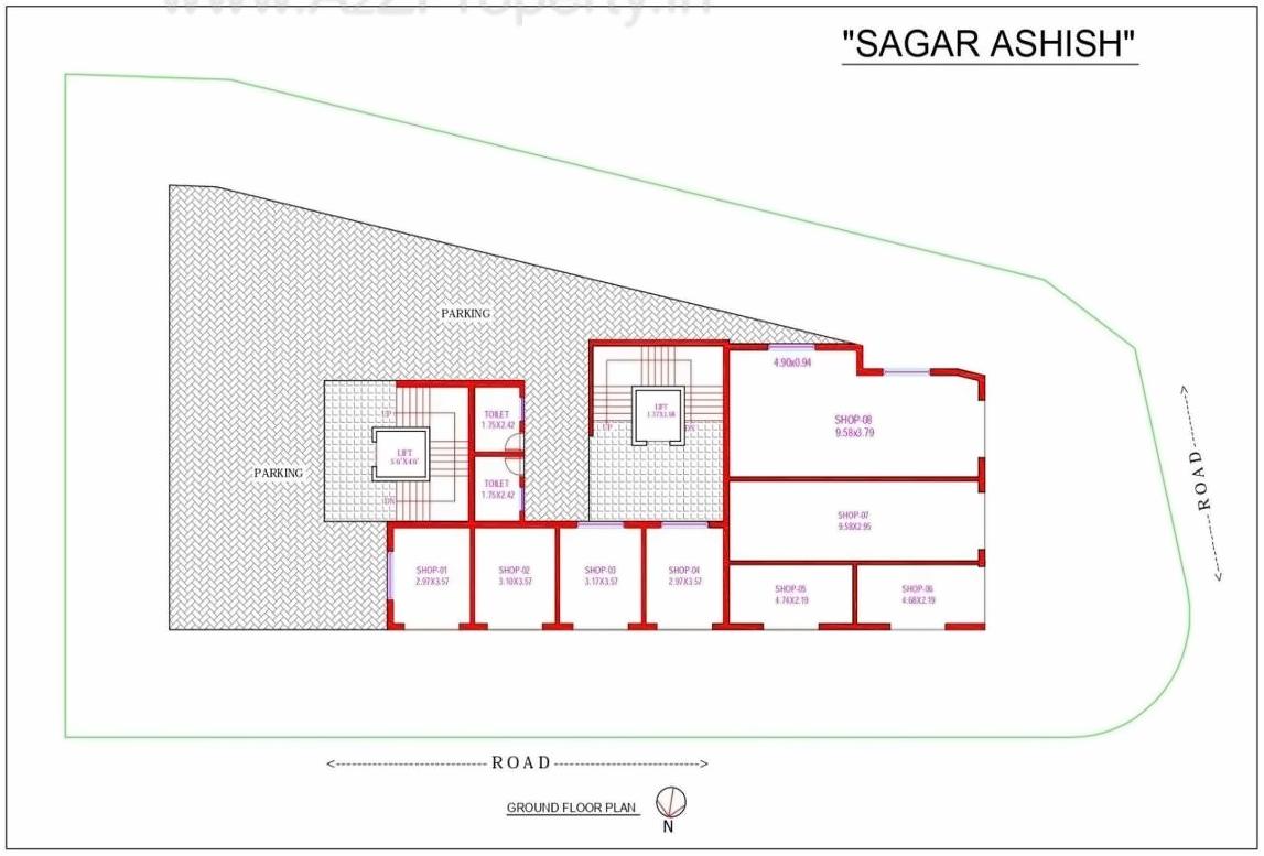 Layout of real estate project Sagar Ashish located at Mograwadi, Valsad, Gujarat