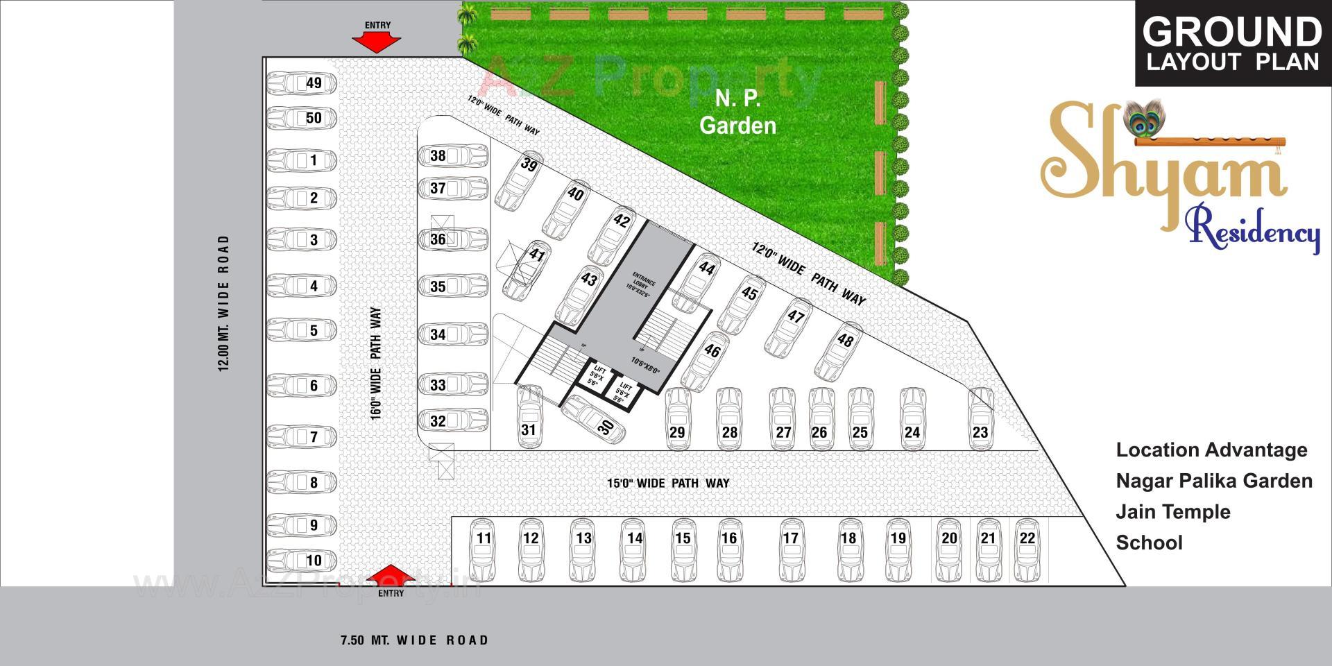 Layout of real estate project Shyam Residency located at Chala, Valsad, Gujarat