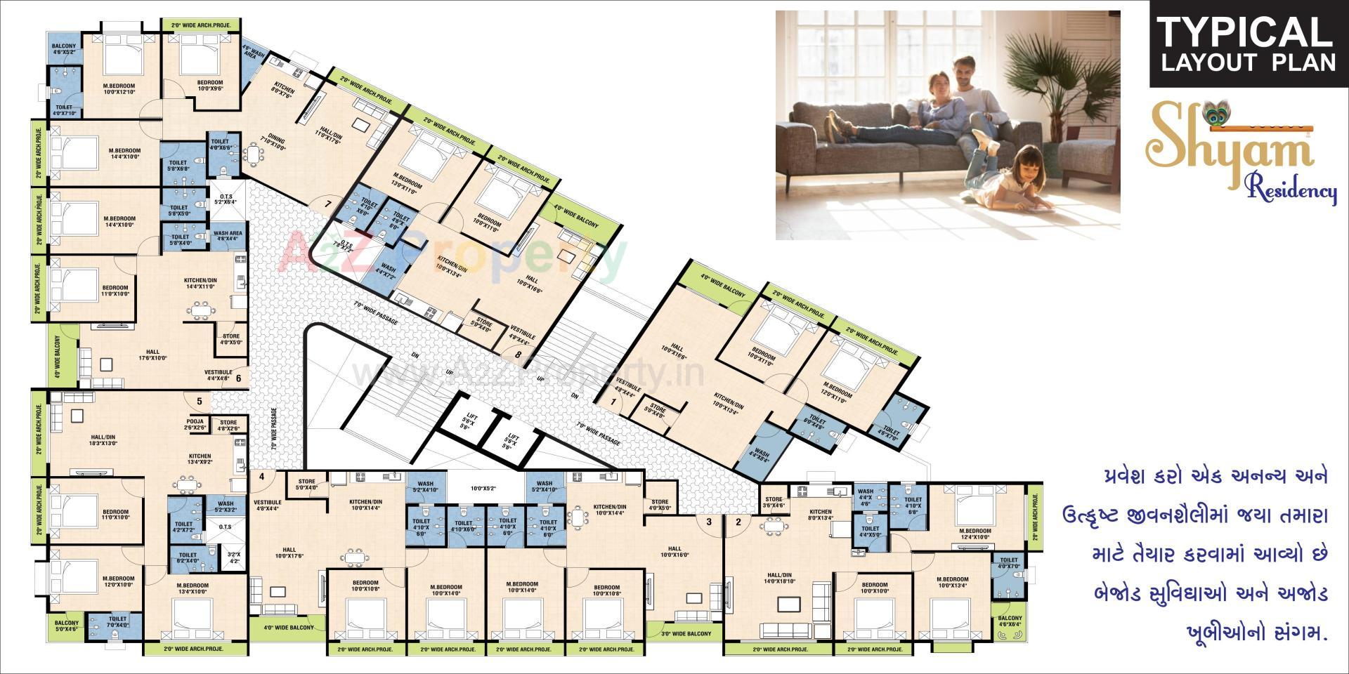 Layout of real estate project Shyam Residency located at Chala, Valsad, Gujarat