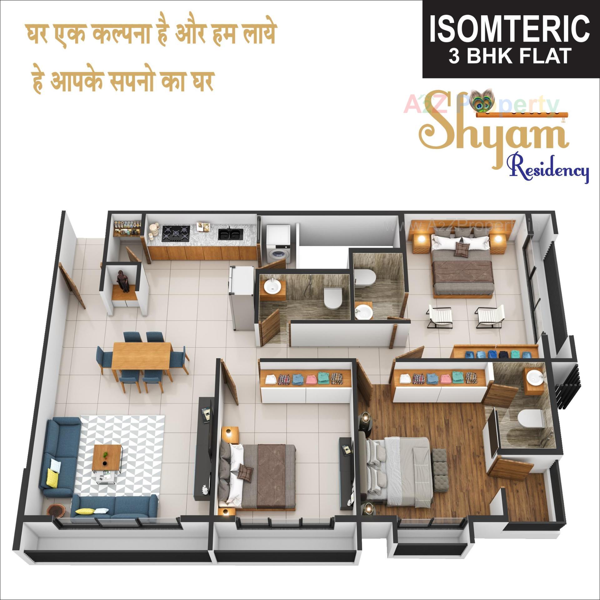 Layout of real estate project Shyam Residency located at Chala, Valsad, Gujarat