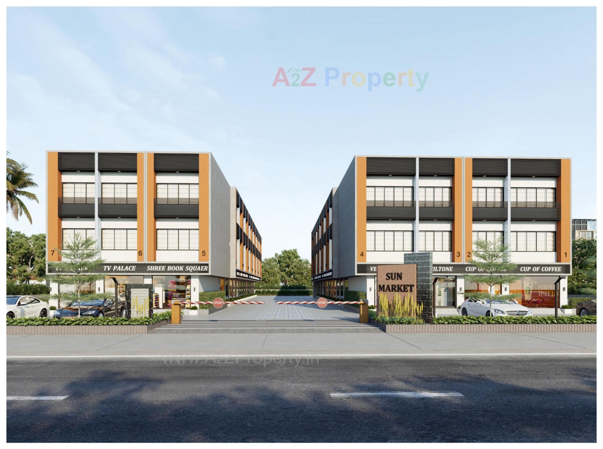 3D Elevation of real estate project Sun Market located at Vapi, Valsad, Gujarat