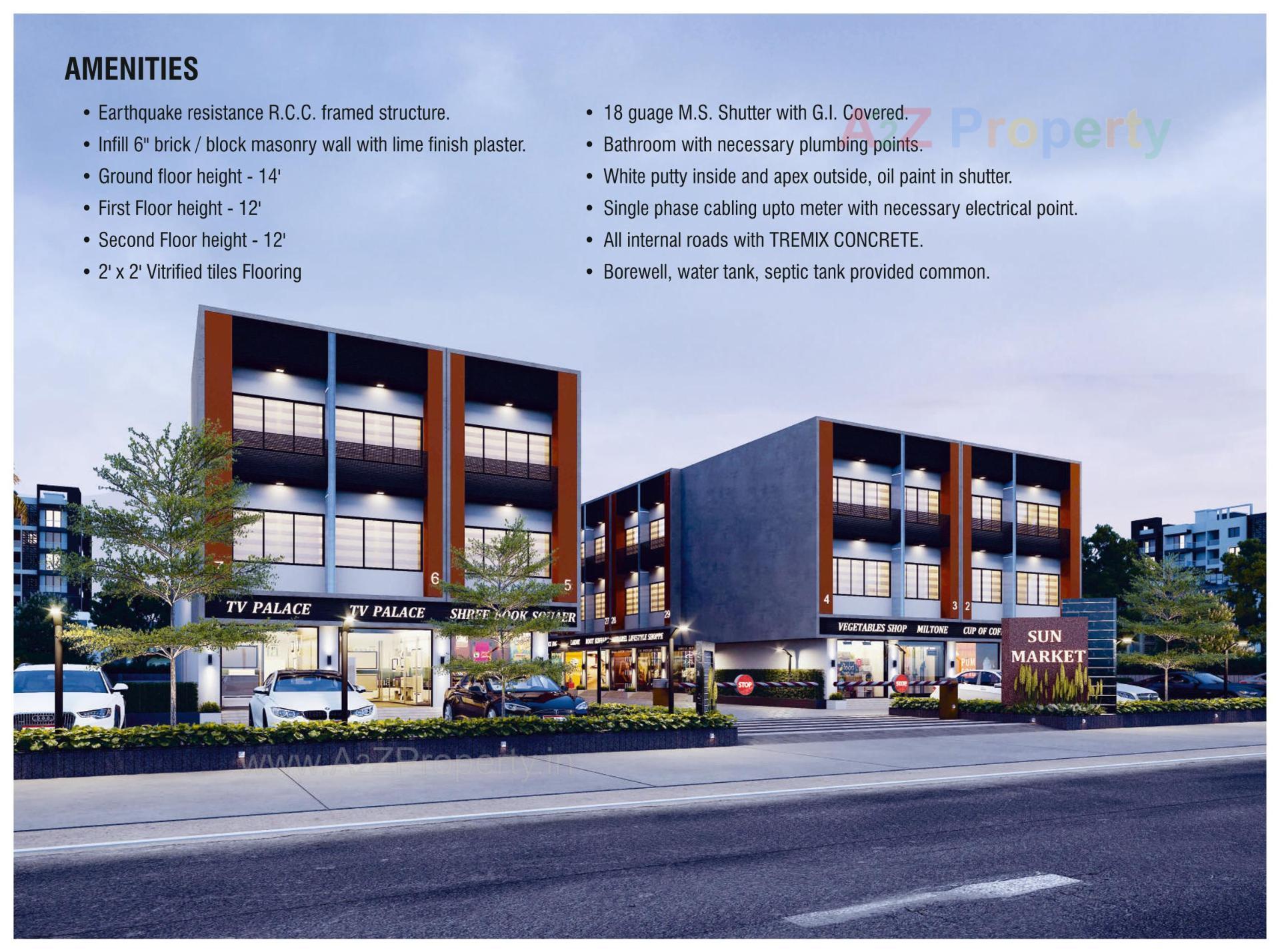 3D Elevation of real estate project Sun Market located at Vapi, Valsad, Gujarat