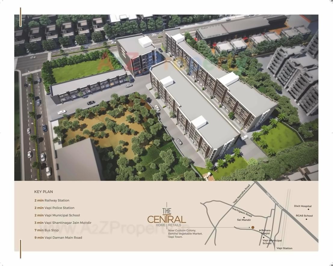 3D Elevation of real estate project The Central Home   Retails located at Vapi, Valsad, Gujarat