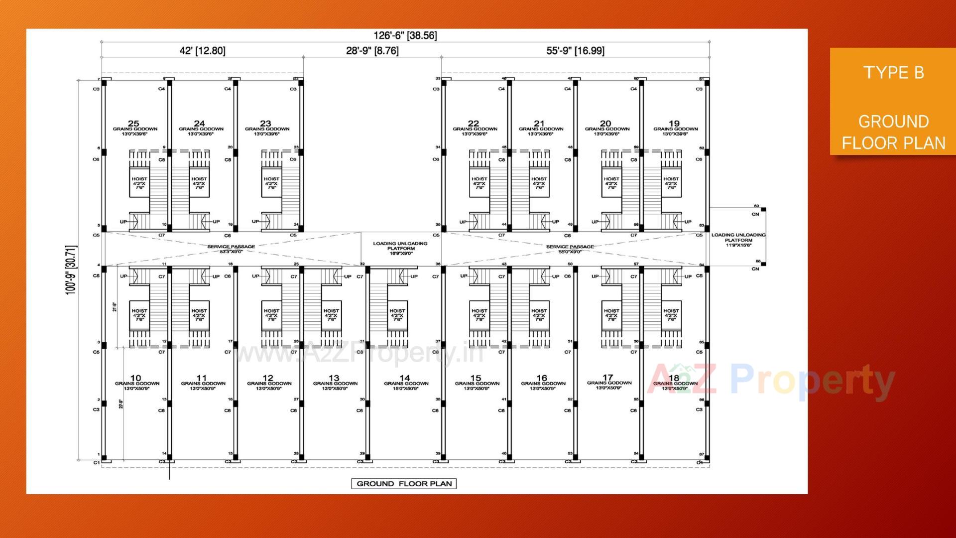 Layout of real estate project Vibrant Grain Mart located at Vapi, Valsad, Gujarat
