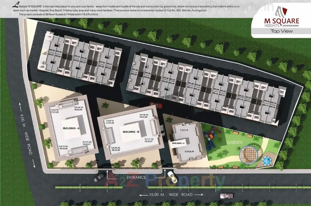 Layout of real estate project M Square Heights located at Aurangabad-m-corp, Aurangabad, Maharashtra