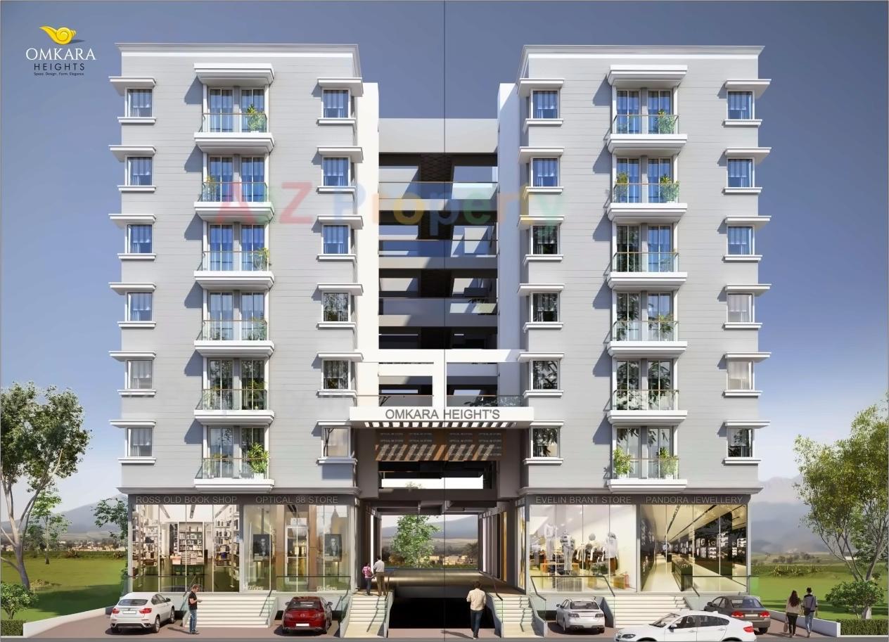 3D Elevation of real estate project Omkara Heights located at Aurangabad-cb, Aurangabad, Maharashtra