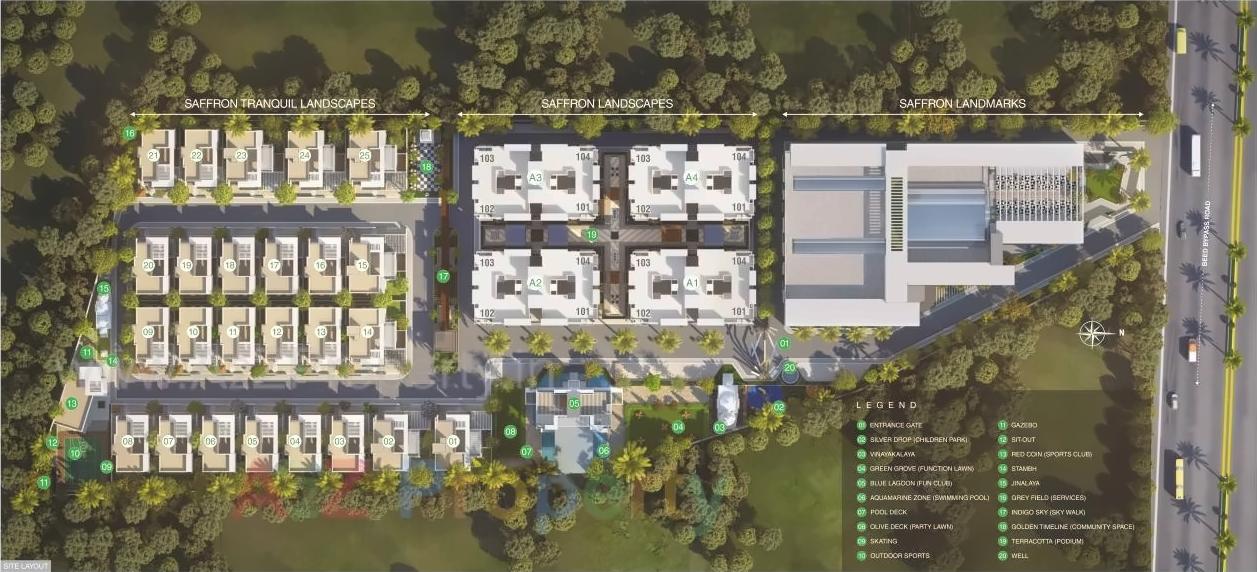 3D Elevation of real estate project Saffron Landscapes located at Aurangabad-m-corp, Aurangabad, Maharashtra