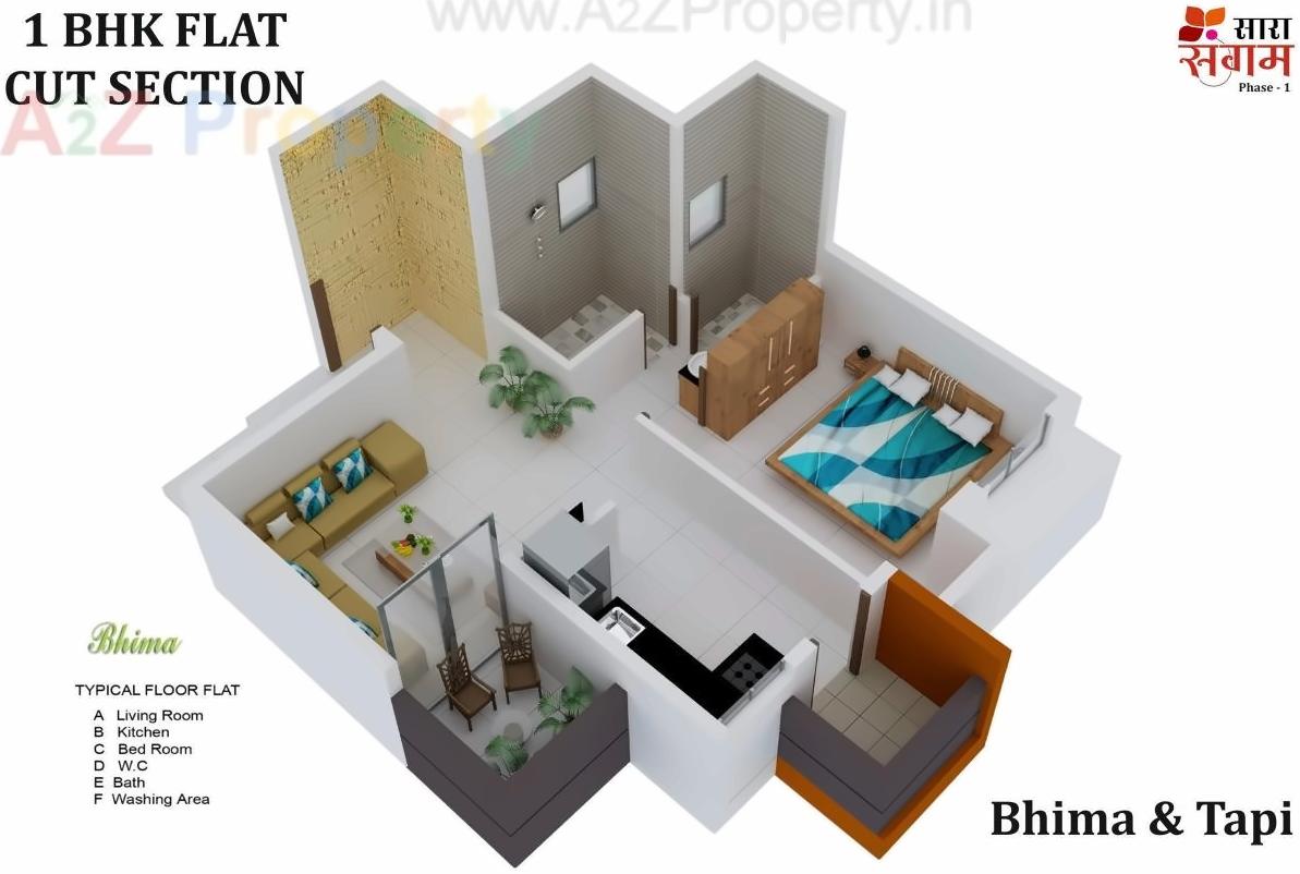 Layout of real estate project Sara Sangam located at Wadgaon-kolhati-ct, Aurangabad, Maharashtra