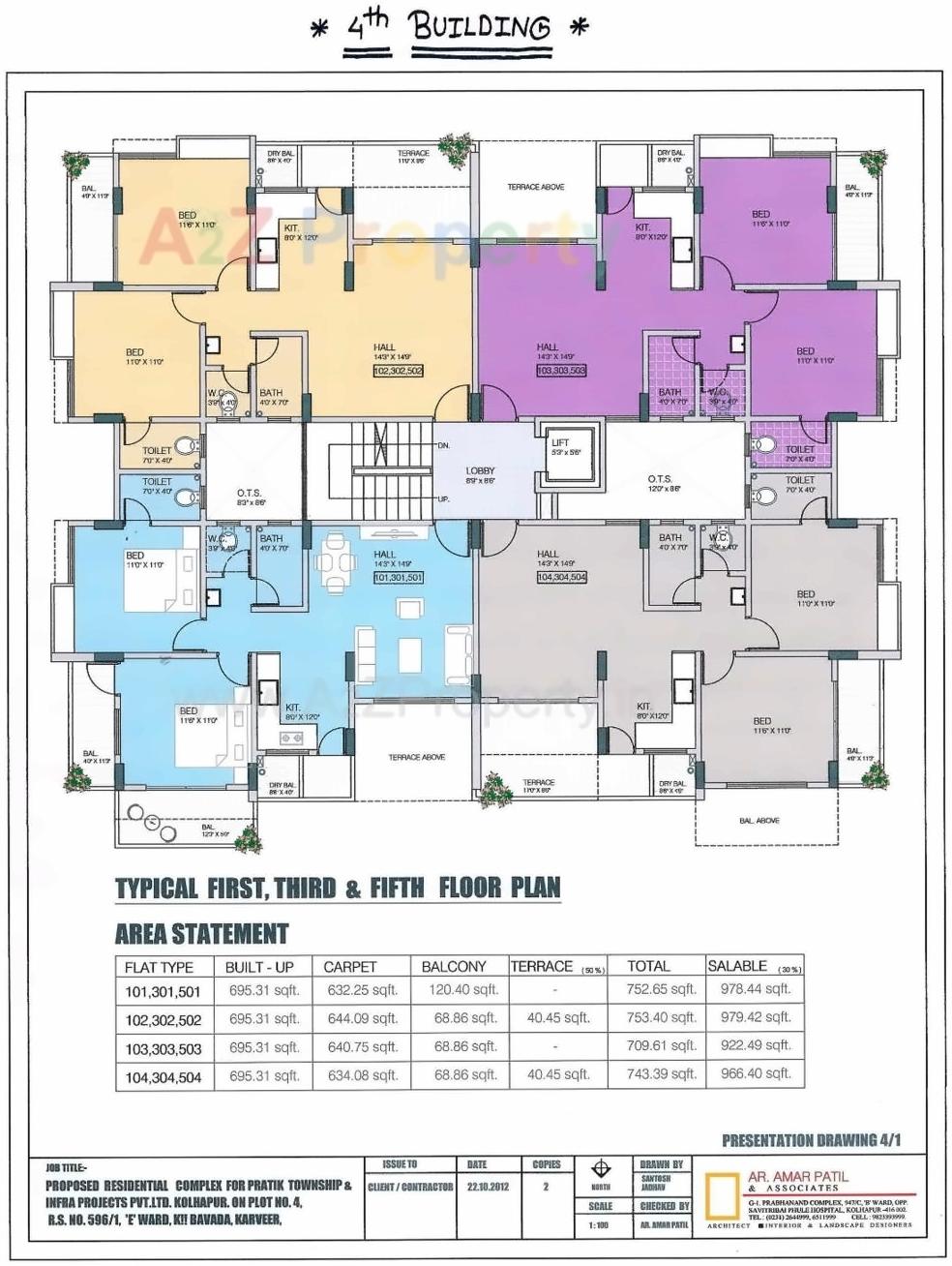 Layout of real estate project Pratiraj Towers located at Kolhapur-m-corp, Kolhapur, Maharashtra