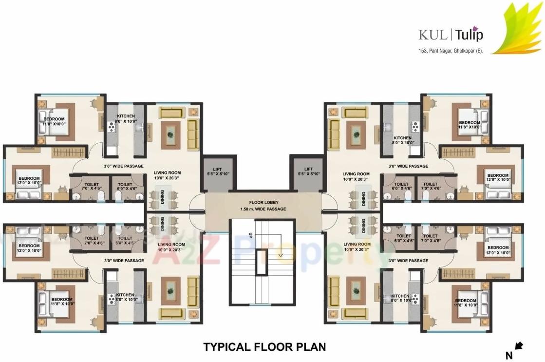 Layout of real estate project Kul Tulip located at Mumbai-city, MumbaiCity, Maharashtra