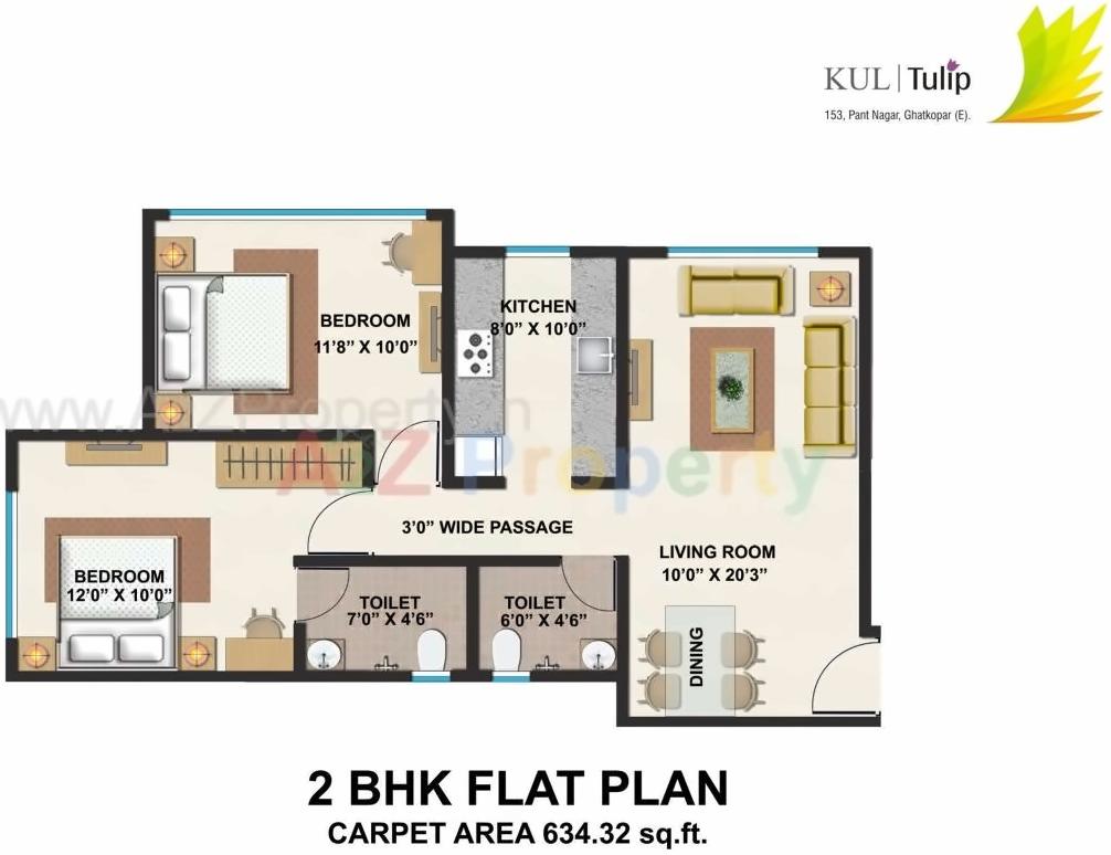 Layout of real estate project Kul Tulip located at Mumbai-city, MumbaiCity, Maharashtra