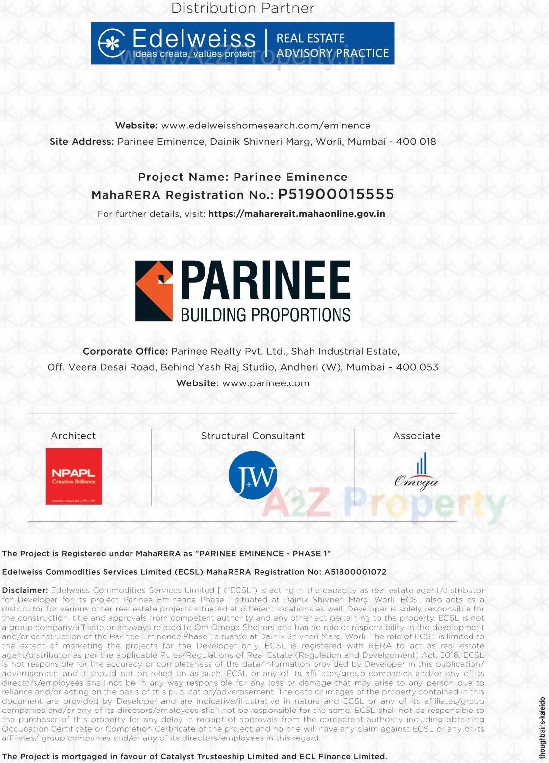  of real estate project Parinee Eminence located at Ward-gsouth, MumbaiCity, Maharashtra