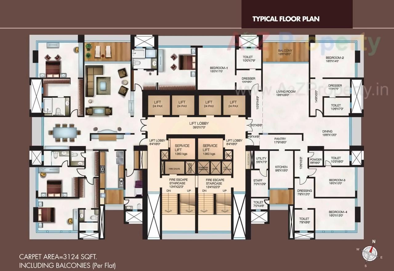 Layout of real estate project Sumer Trinity Vertical located at Gsouth400025, MumbaiCity, Maharashtra