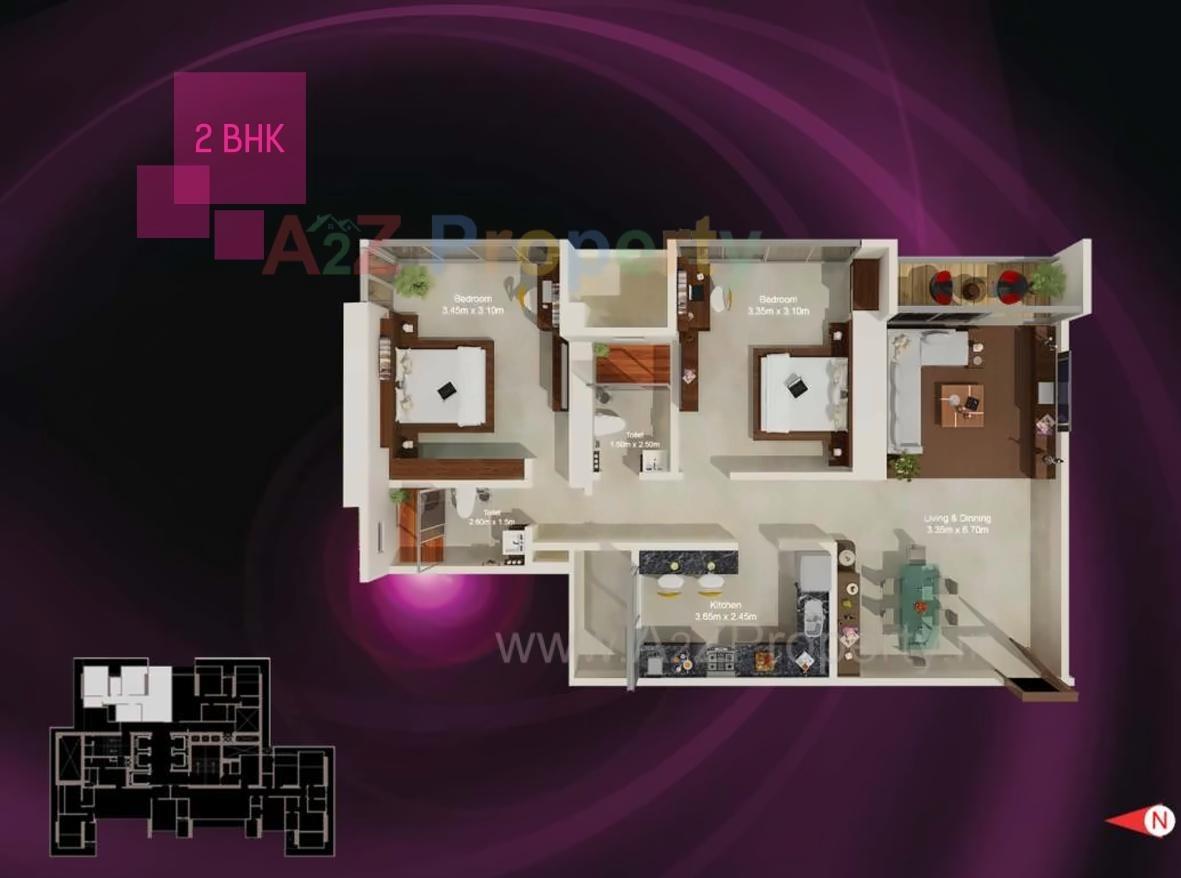 Layout of real estate project Ajmera Treon located at Kurla, MumbaiSuburban, Maharashtra