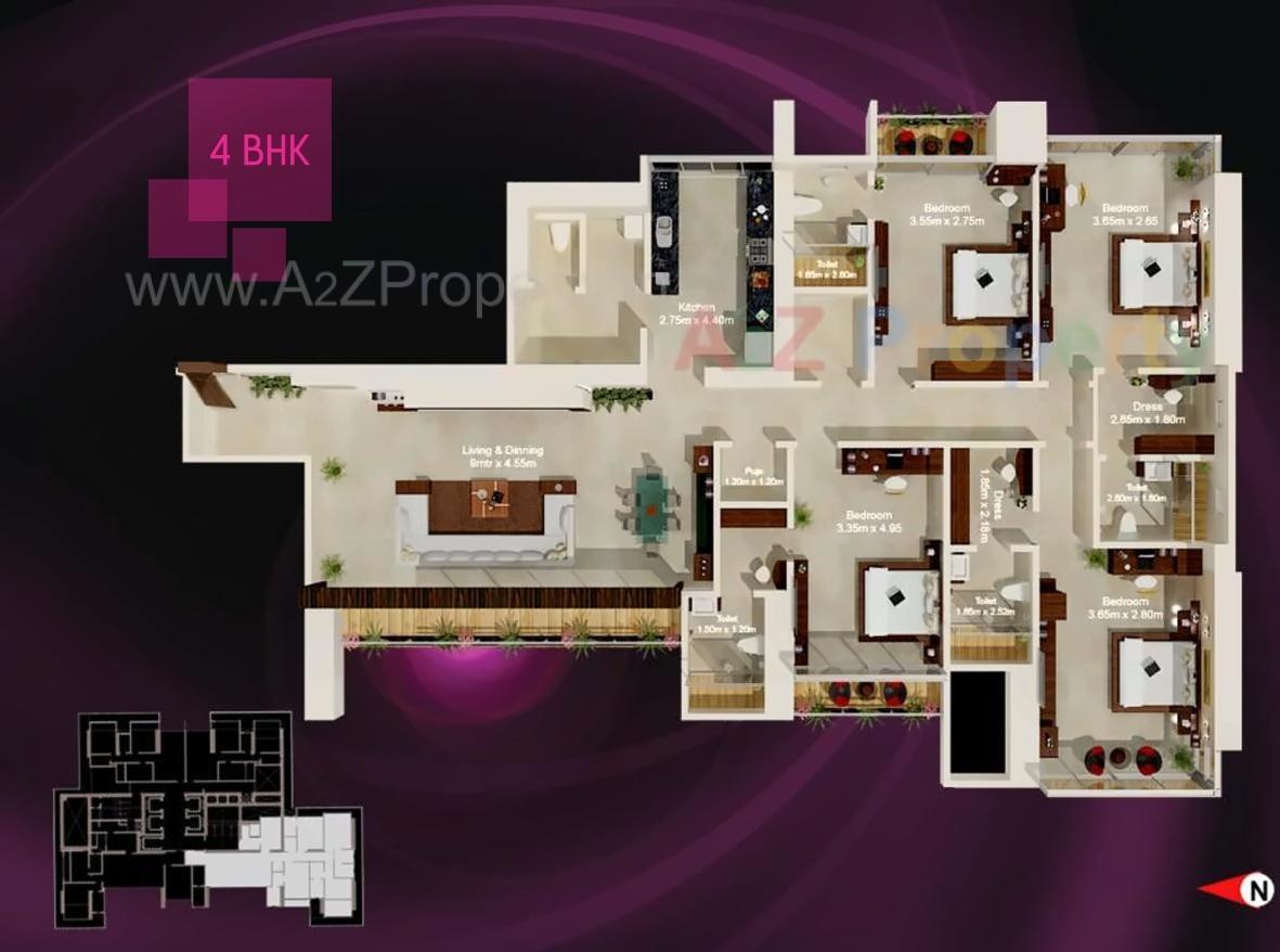 Layout of real estate project Ajmera Treon located at Kurla, MumbaiSuburban, Maharashtra