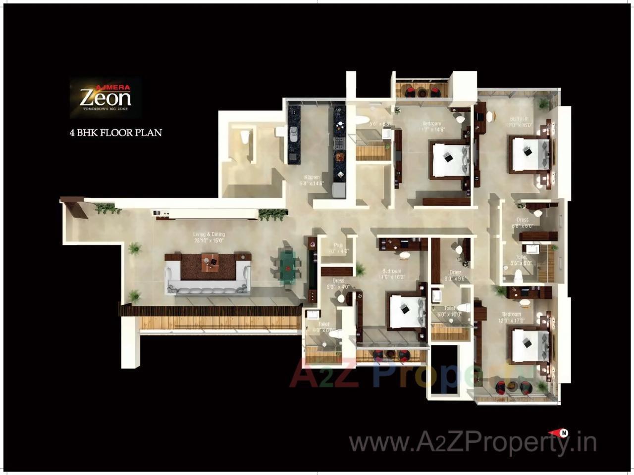 Layout of real estate project Ajmera Zeon located at Kurla, MumbaiSuburban, Maharashtra