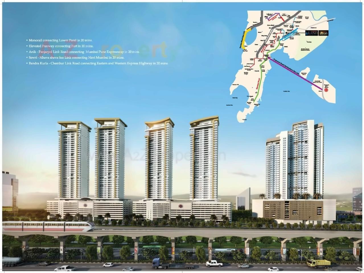 3D Elevation of real estate project Ajmera Zeon located at Kurla, MumbaiSuburban, Maharashtra