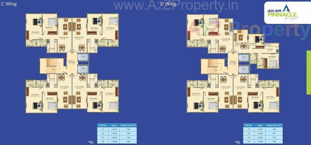 Layout of real estate project Akar Pinnacle located at Borivali, MumbaiSuburban, Maharashtra