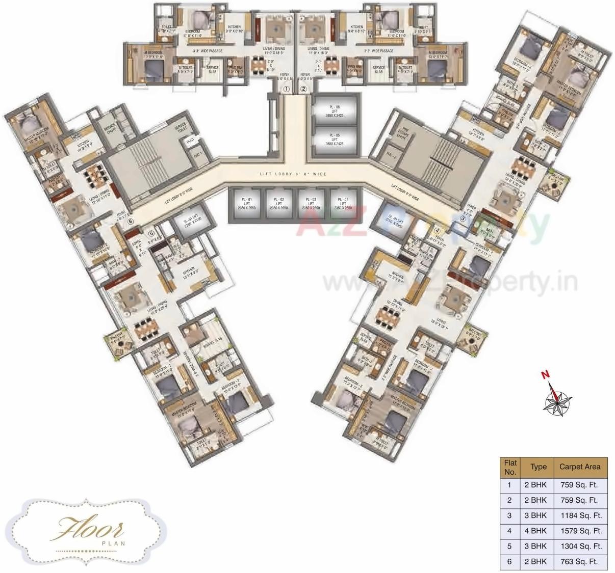 Layout of real estate project Auris Serenity Tower located at Borivali, MumbaiSuburban, Maharashtra
