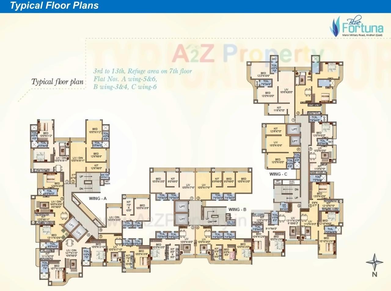 Layout of real estate project Blue Fortuna located at Andheri, MumbaiSuburban, Maharashtra