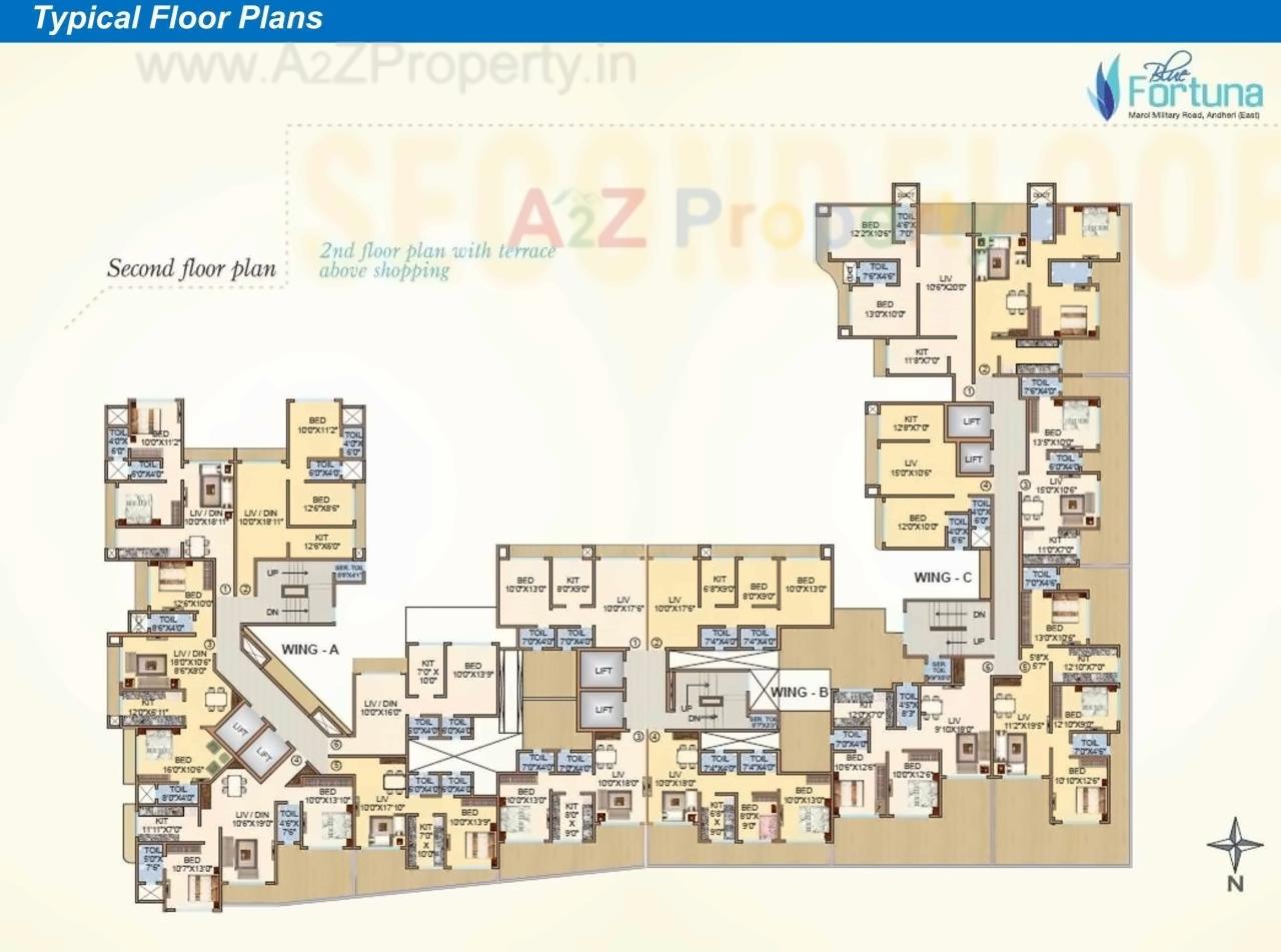 Layout of real estate project Blue Fortuna located at Andheri, MumbaiSuburban, Maharashtra