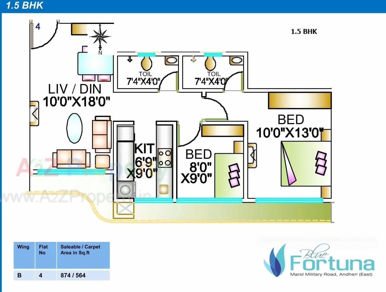 Layout of real estate project Blue Fortuna located at Andheri, MumbaiSuburban, Maharashtra
