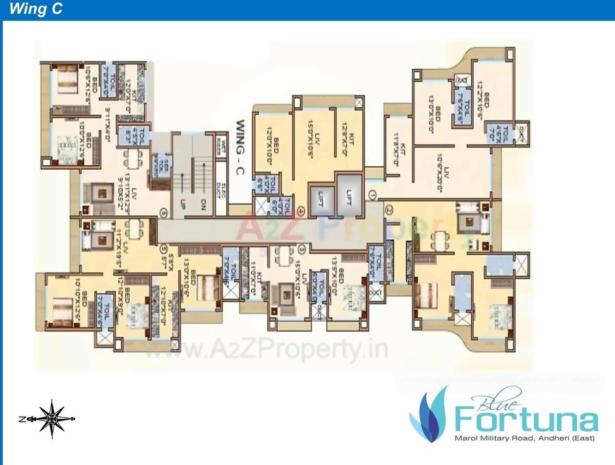 Layout of real estate project Blue Fortuna located at Andheri, MumbaiSuburban, Maharashtra