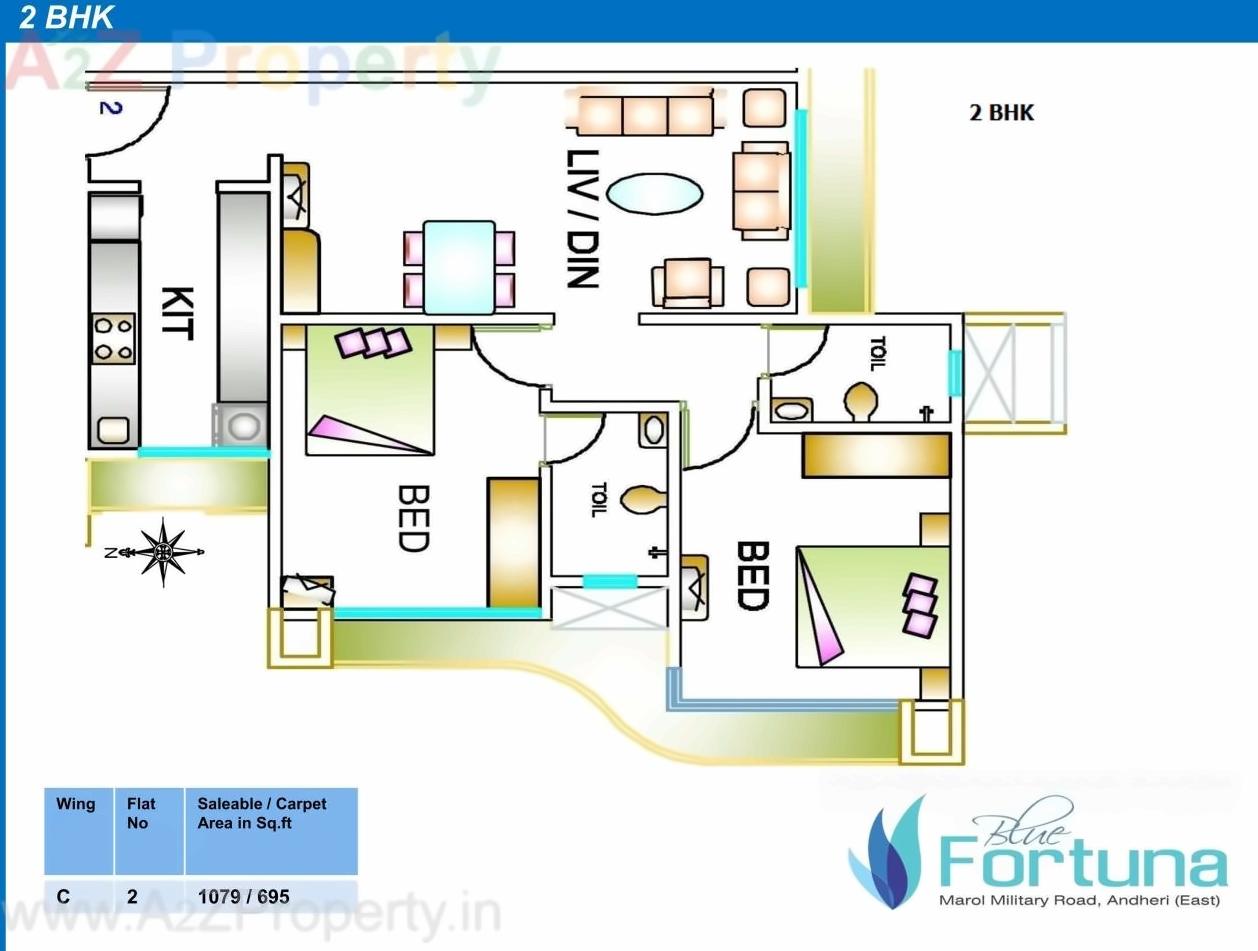 Layout of real estate project Blue Fortuna located at Andheri, MumbaiSuburban, Maharashtra