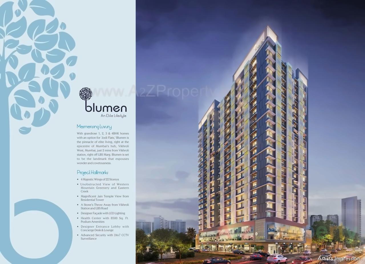 3D Elevation of real estate project Blumen located at Kurla, MumbaiSuburban, Maharashtra