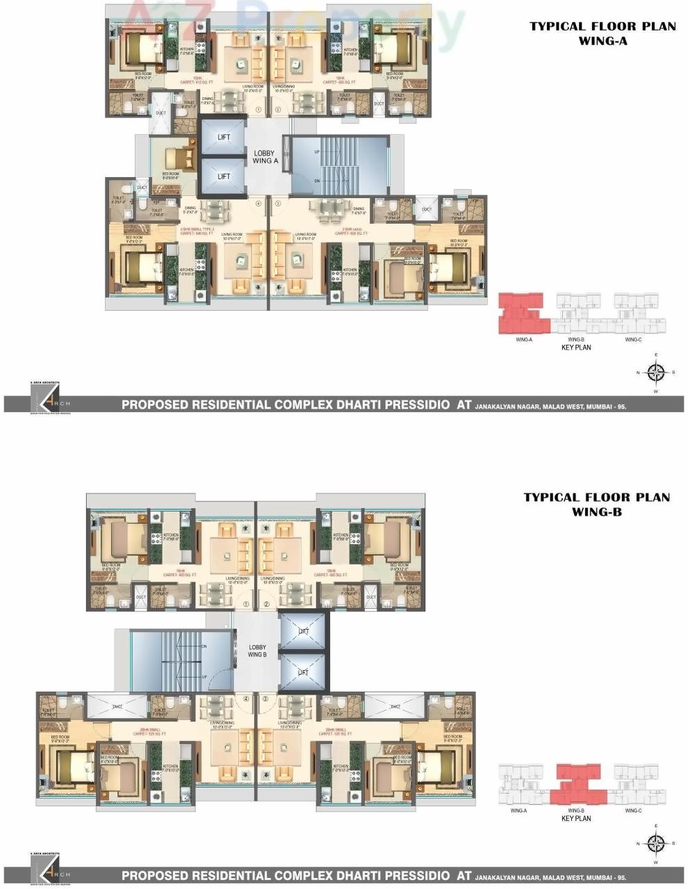 Layout of real estate project Dharti Pressidio located at Borivali, MumbaiSuburban, Maharashtra