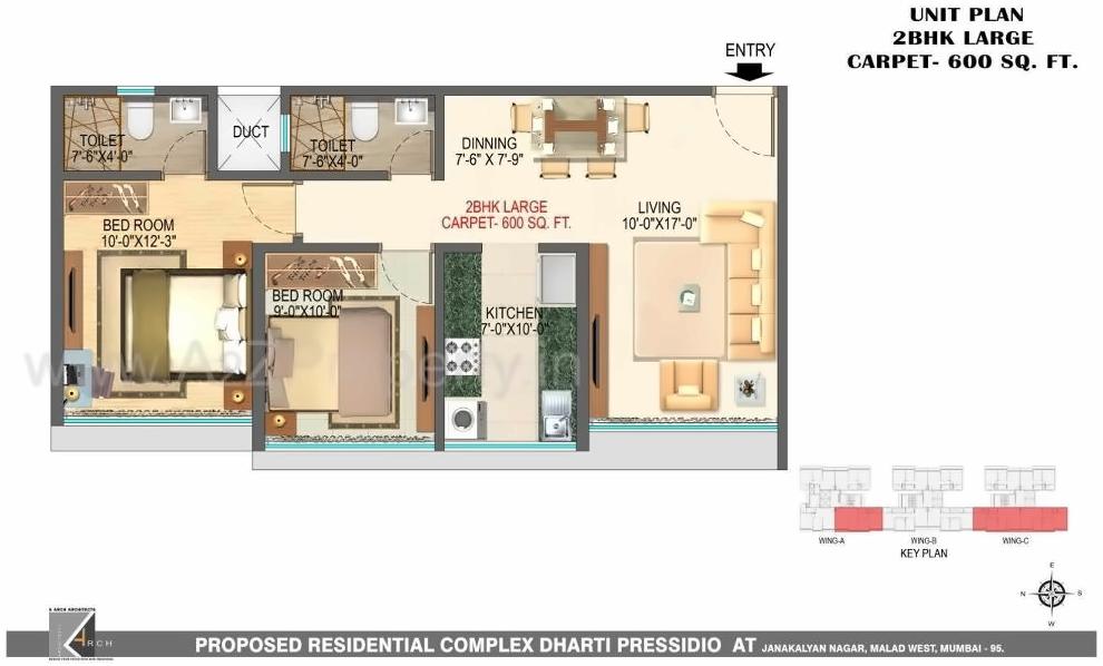 Layout of real estate project Dharti Pressidio located at Borivali, MumbaiSuburban, Maharashtra